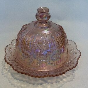 Lenox Imperial Pink Carnival Glass Butter Dish